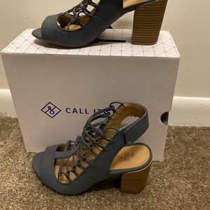 Call It Spring Size 9 Blue Navy Strap Wedge Sandal Shoe  Open toe Summer Casual